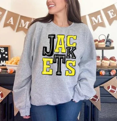 Jackets Black and Yellow Sporty Varsity Doodle DTF Transfer - Merch Girls