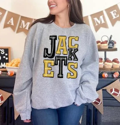 Jackets Gold and Black Sporty Varsity Doodle DTF Transfer - Merch Girls