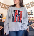 Jackrabbits Navy and Red Sporty Varsity Doodle DTF Transfer - Merch Girls