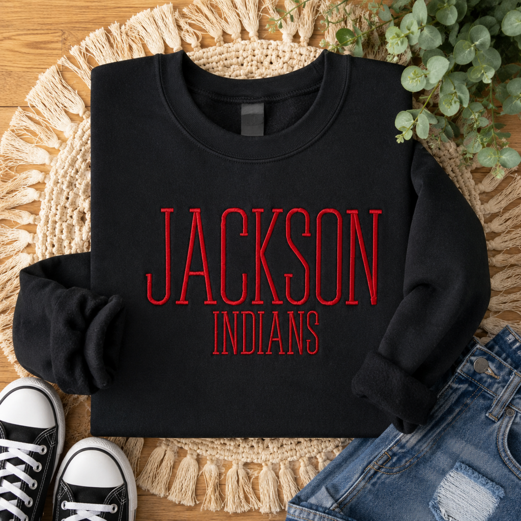 Custom Embroidered School Spirit Shirt | Personalized Liberty Font School Name & Mascot