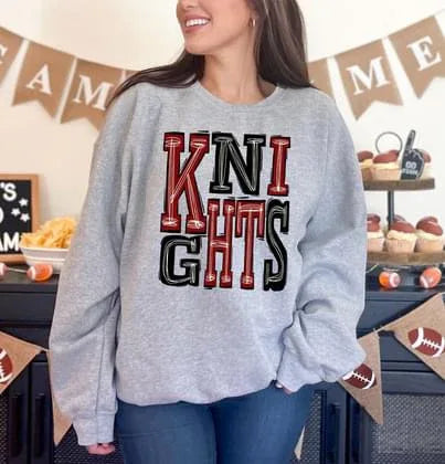 Knights Maroon and Black Sporty Varsity Doodle DTF Transfer - Merch Girls