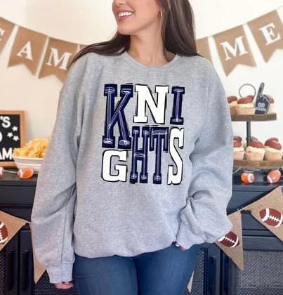 Knights Navy and White Sporty Varsity Doodle DTF Transfer - Merch Girls