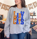 Ladycats Orange and Blue Sporty Varsity Doodle DTF Transfer - Merch Girls