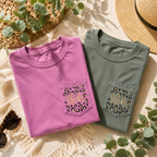 Embroidered Leopard Print Monogram Pocket Tee