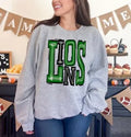 Lions Green and Black Sporty Varsity Doodle DTF Transfer - Merch Girls