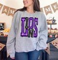 Lions Purple and Black Sporty Varsity Doodle DTF Transfer - Merch Girls