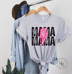 Mama Neon Pink Lightning Bolt Graphic Tee - Merch Girls