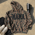 Duck, Duck, Glitter | Custom Camo Varsity Text Glitter Appliqué Hoodie
