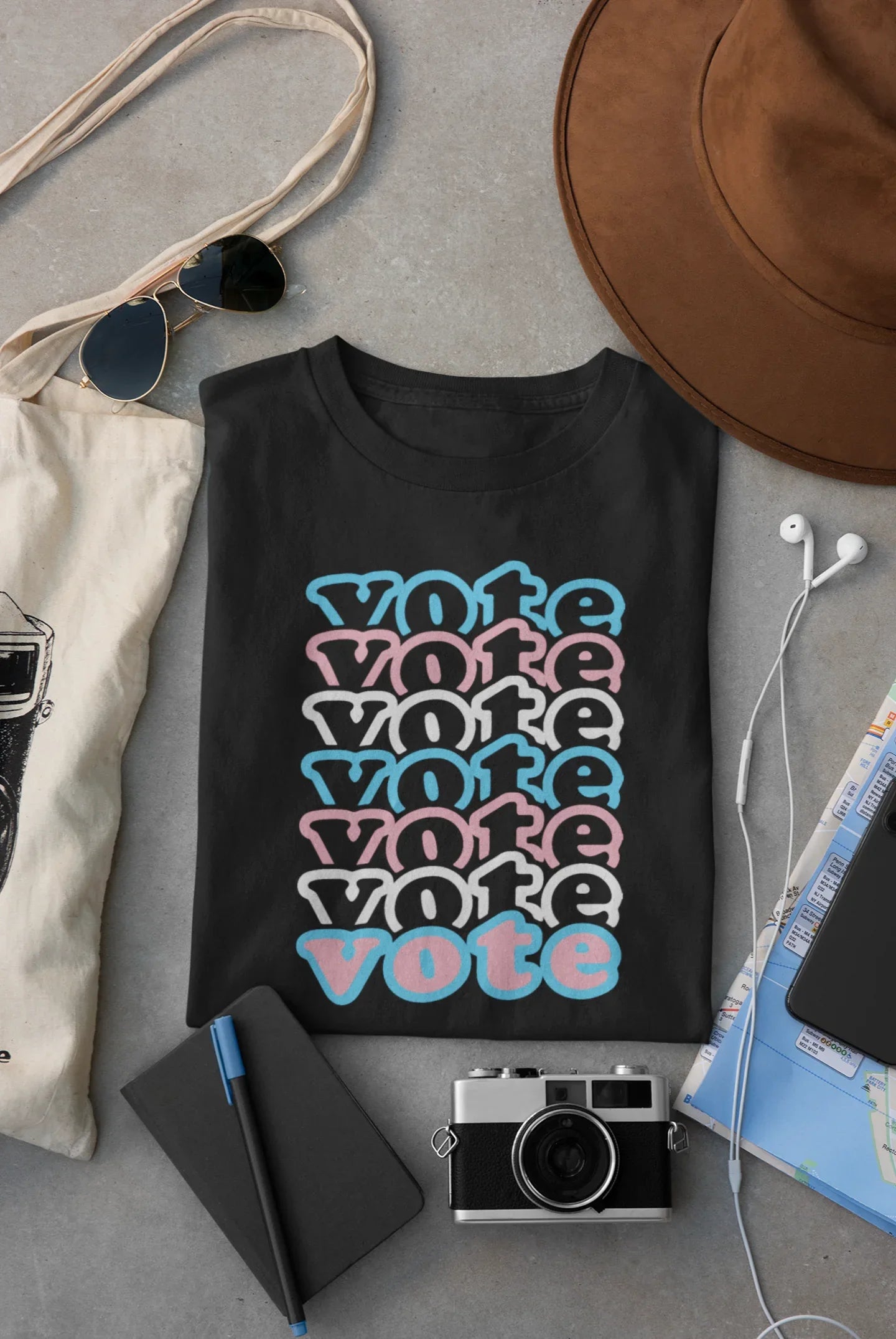 Repeating Trans Vote Graphic Tee - Merch Girls