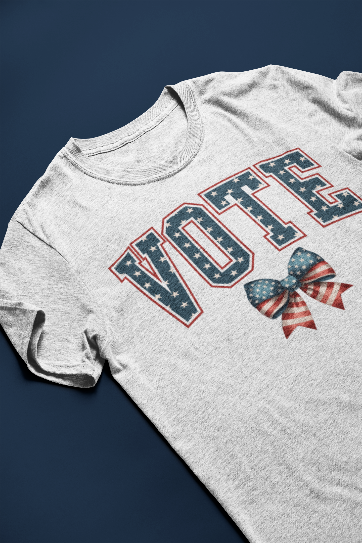 VOTE Star Spangled Red White and Blue Coquette Bow Graphic Tee