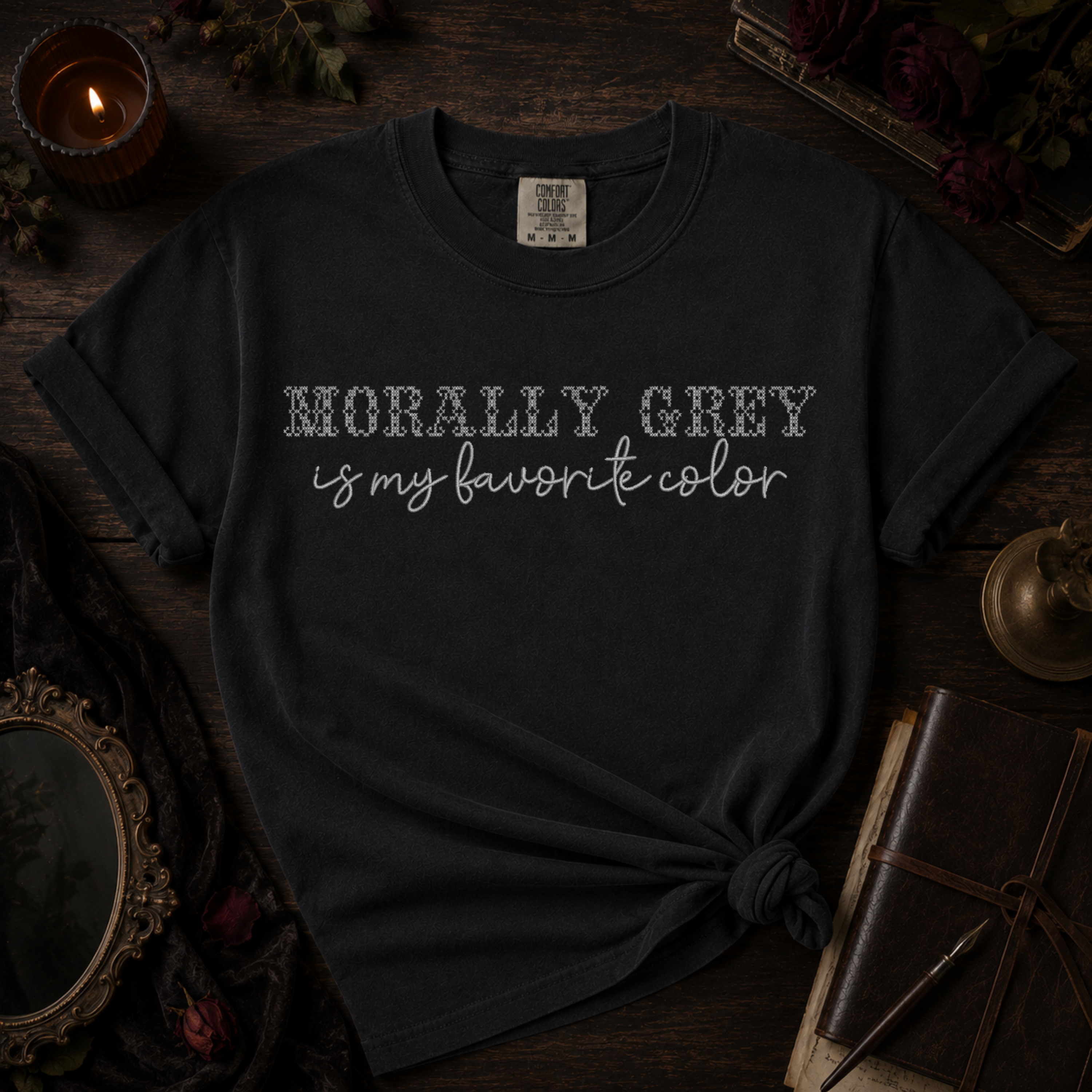 Shades of Morally Grey | Dark Romance Reader Embroidered Shirt