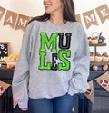Mules Green and Black Sporty Varsity Doodle DTF Transfer - Merch Girls
