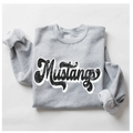 Mustangs Vintage Black & White Retro Shadow Distressed DTF Transfer - Merch Girls
