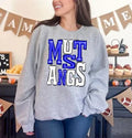 Mustangs Royal Blue and White Sporty Varsity Doodle DTF Transfer - Merch Girls