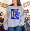 Owls Royal Blue Sporty Varsity Doodle DTF Transfer - Merch Girls