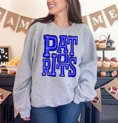 Patriots Royal Blue Sporty Varsity Doodle DTF Transfer