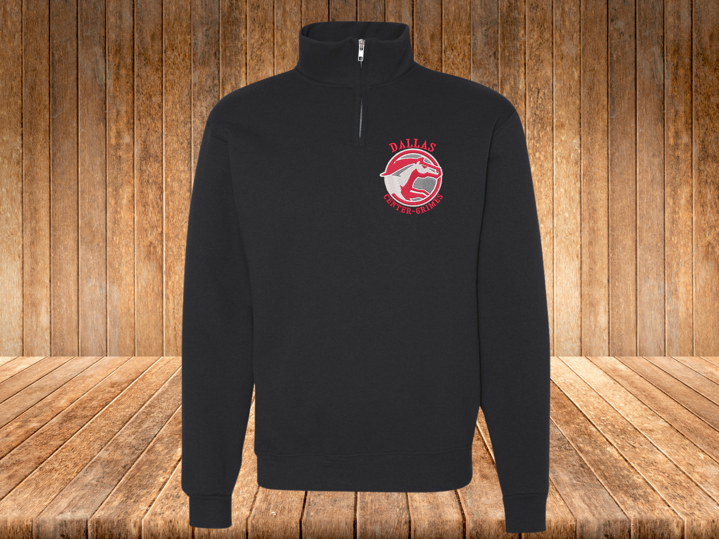 Dallas Grimes-Center Mustangs Embroidered Quarter Zip Fleece Sweatshirt