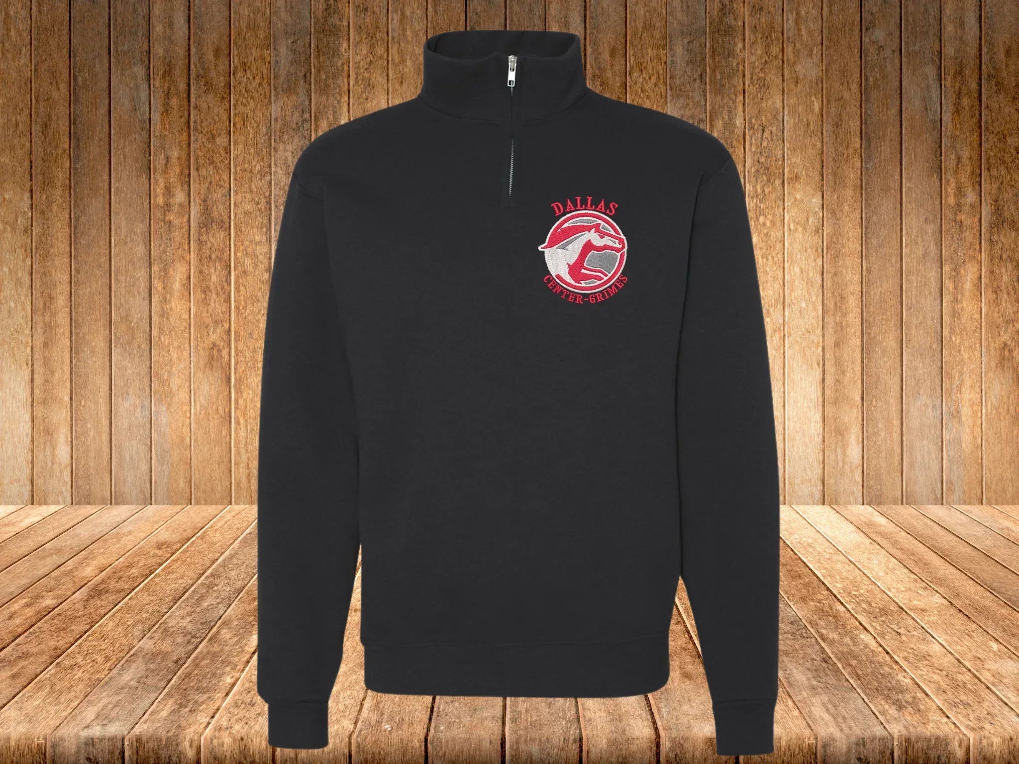 Dallas Grimes-Center Mustangs Embroidered Quarter Zip Fleece Sweatshirt - Merch Girls