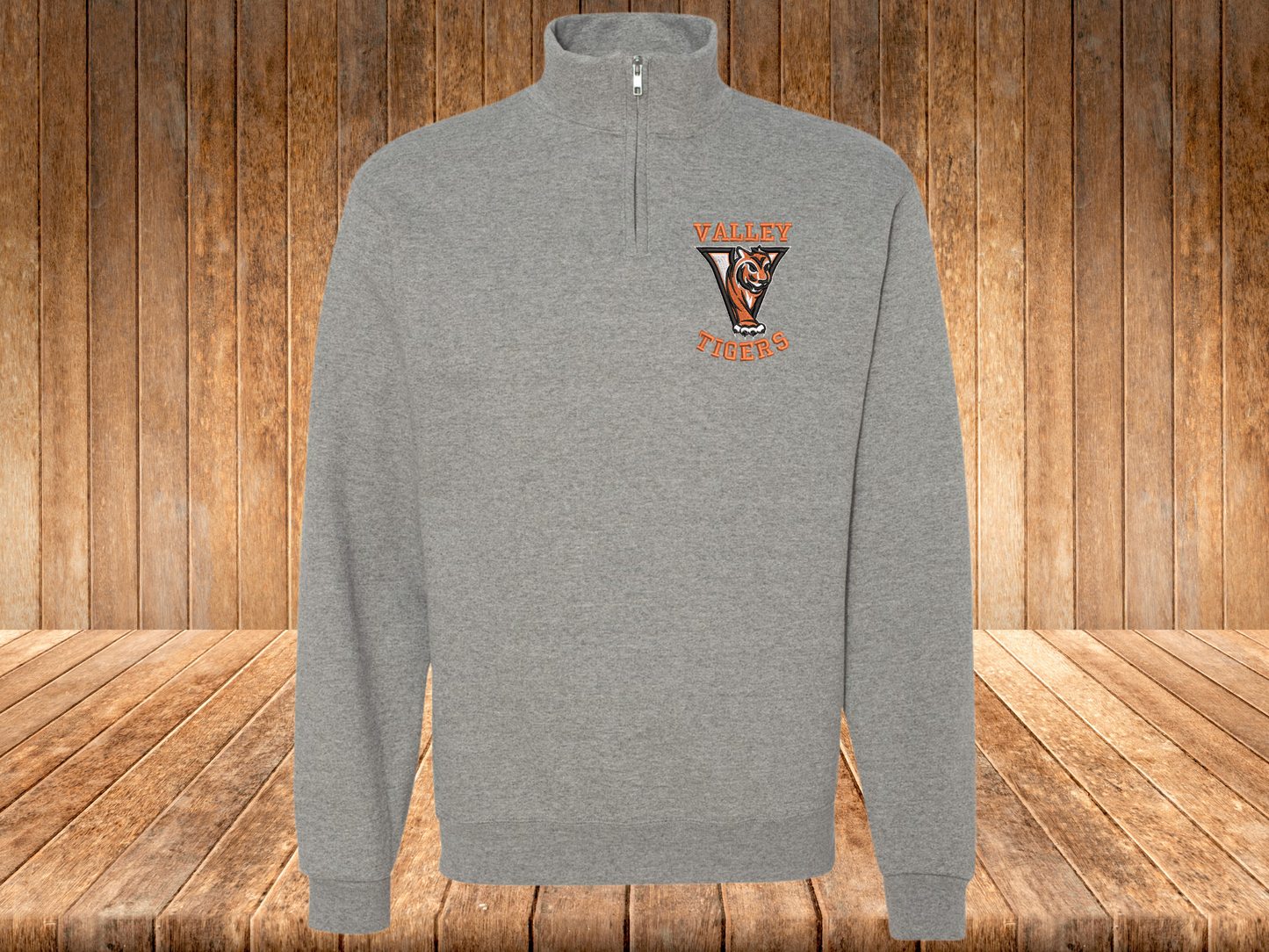 Valley Tigers Embroidered Quarter Zip Fleece Sweatshirt