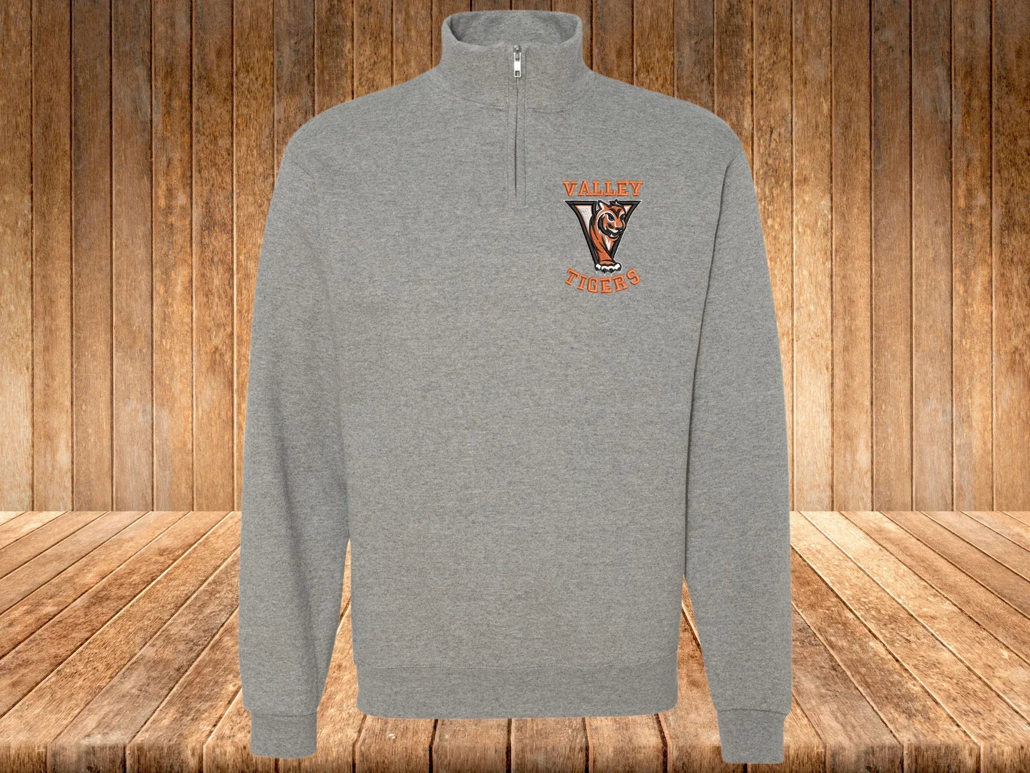 Valley Tigers Embroidered Quarter Zip Fleece Sweatshirt - Merch Girls