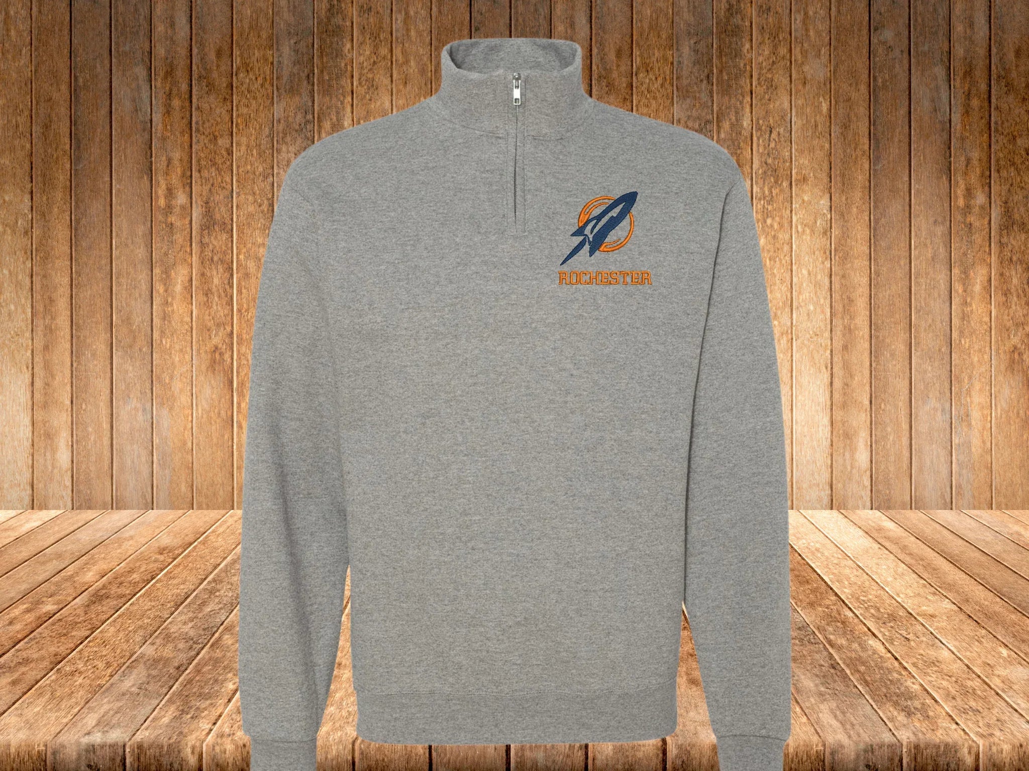 Rochester Rockets Embroidered Quarter Zip Unisex Fleece Sweatshirt - Merch Girls