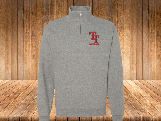 TT Top Tier Softball Embroidered Quarter Zip Unisex Fleece Sweatshirt