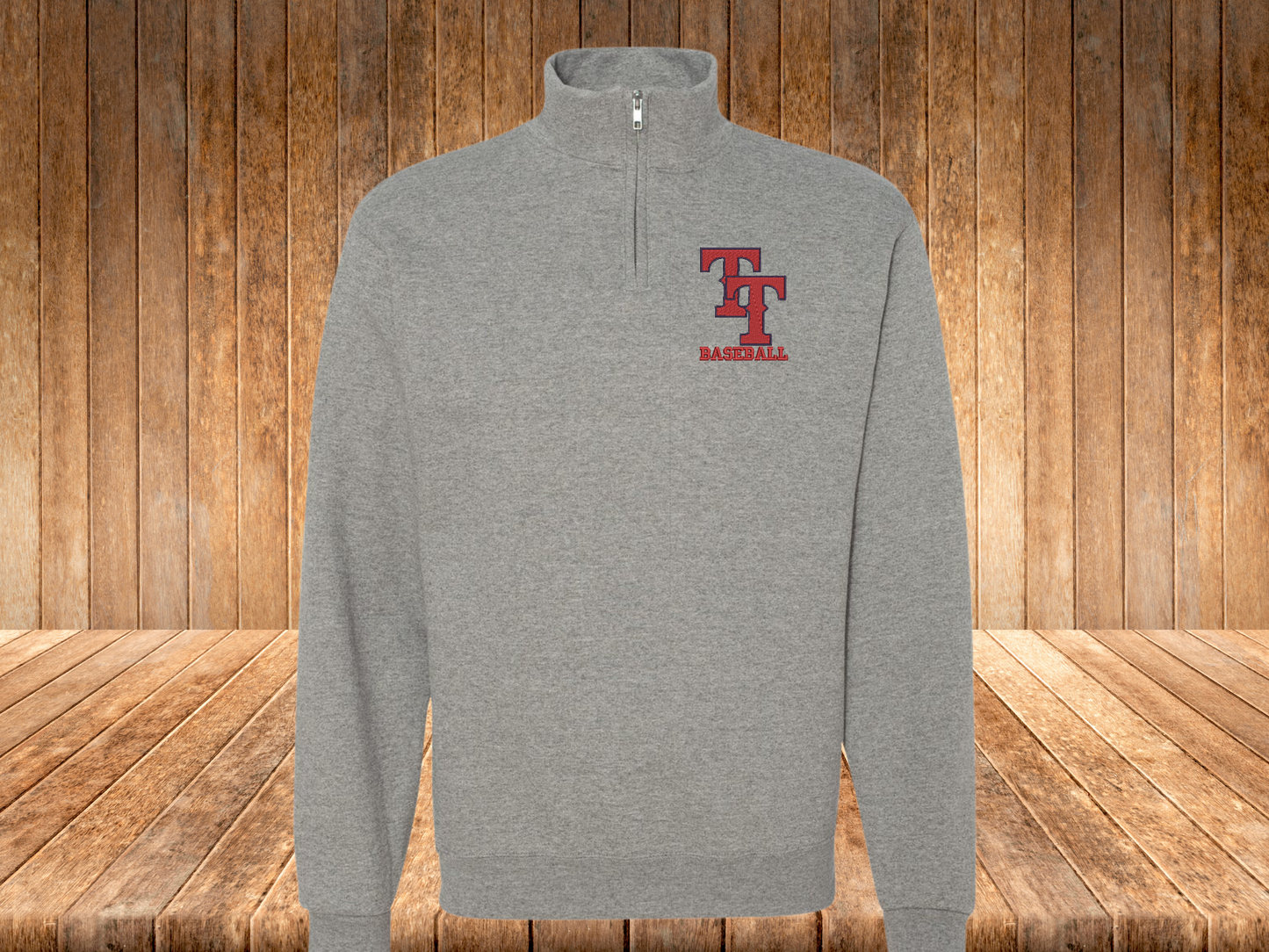 TT Top Tier Baseball Embroidered Quarter Zip Unisex Fleece Sweatshirt