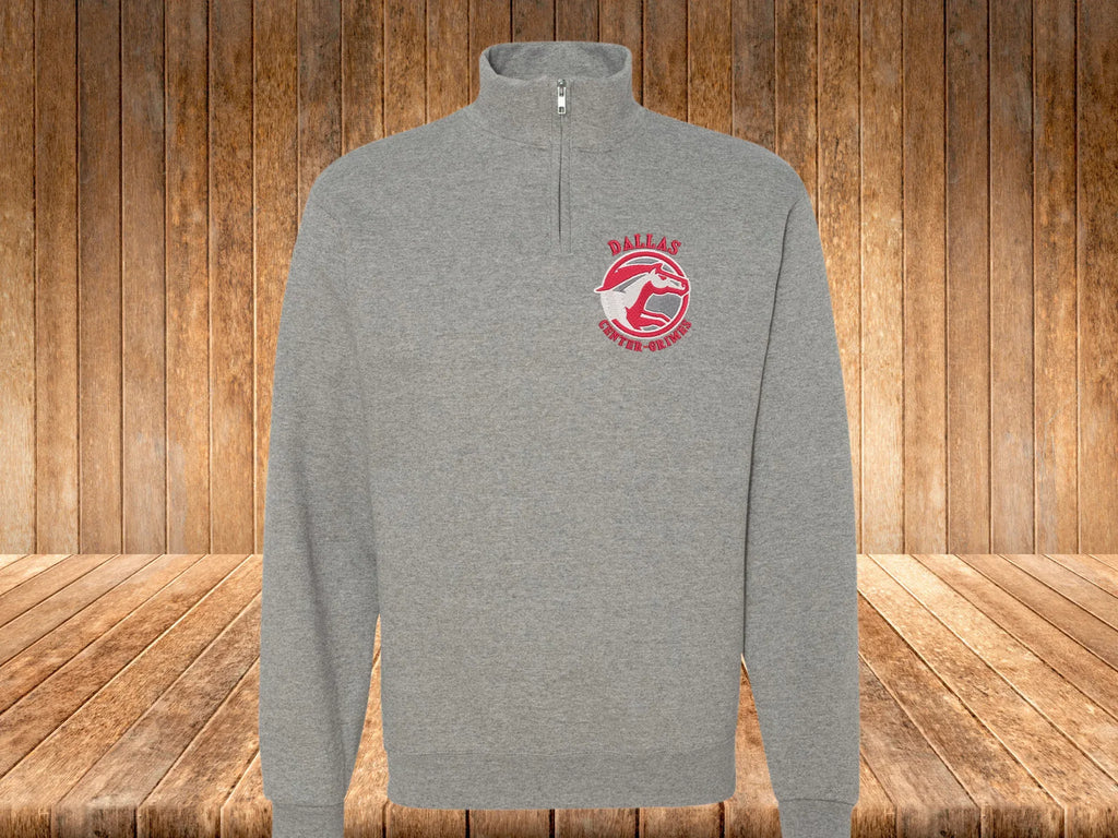 Dallas Grimes-Center Mustangs Embroidered Quarter Zip Fleece Sweatshirt - Merch Girls