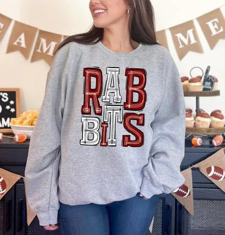 Rabbits Sporty Varsity Doodle DTF Transfer - Merch Girls