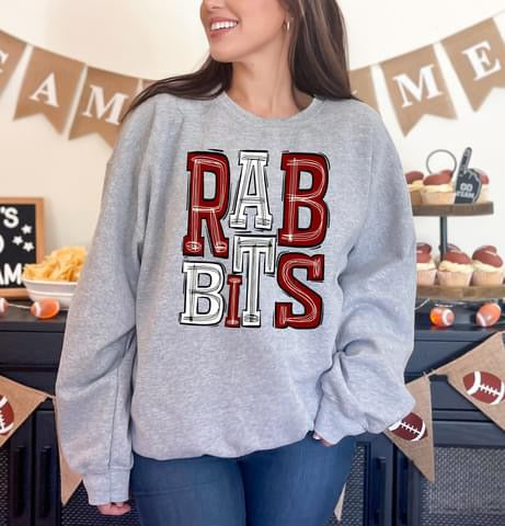 Rabbits Sporty Varsity Doodle DTF Transfer