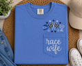 Race Wife & Race Mama Embroidered Pocket T-Shirt | Racing Shirt