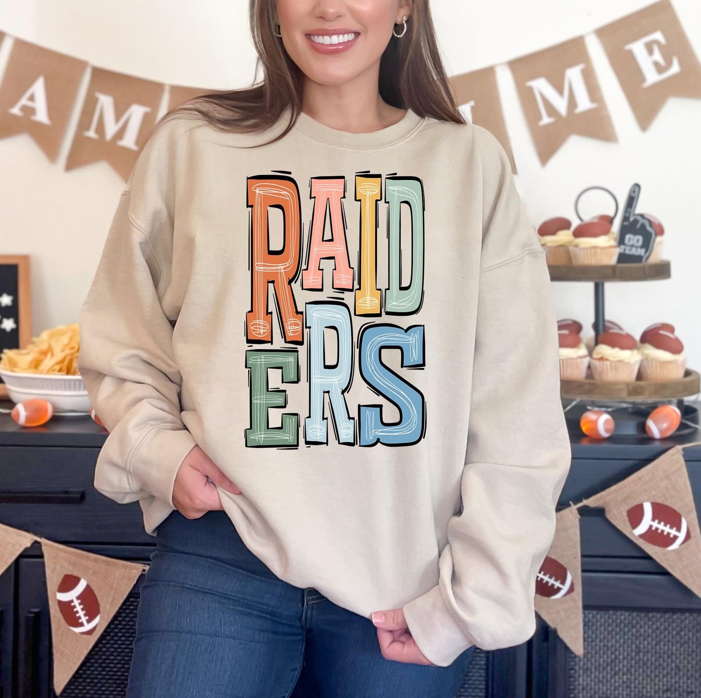 Raiders Boho Sporty Varsity Doodle DTF Transfer