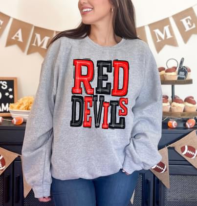 Red Devils Sporty Varsity Doodle DTF Transfer