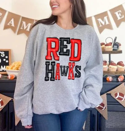 Red Hawks Sporty Varsity Doodle DTF Transfer - Merch Girls