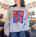 Red Hawks Royal Blue and Red Sporty Varsity Doodle DTF Transfer - Merch Girls