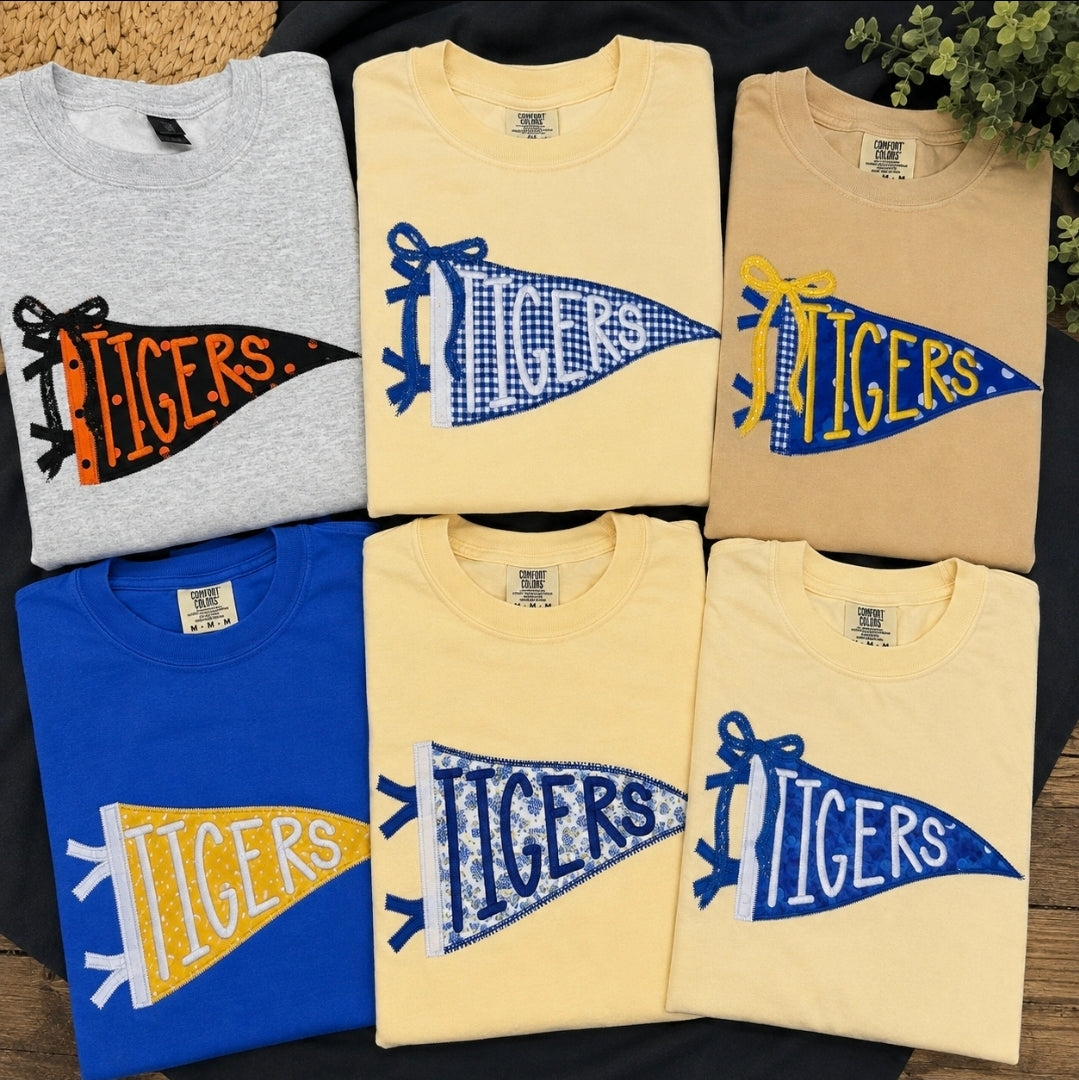 Home Team Honey | Custom Mascot Pennant Embroidered Fabric Appliqué Tee or Sweatshirt