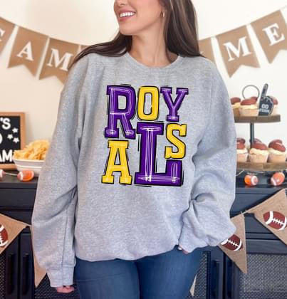 Royals Purple and Yellow Gold Sporty Varsity Doodle DTF Transfer