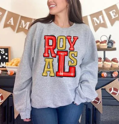 Royals Red and Yellow Gold Sporty Varsity Doodle DTF Transfer - Merch Girls