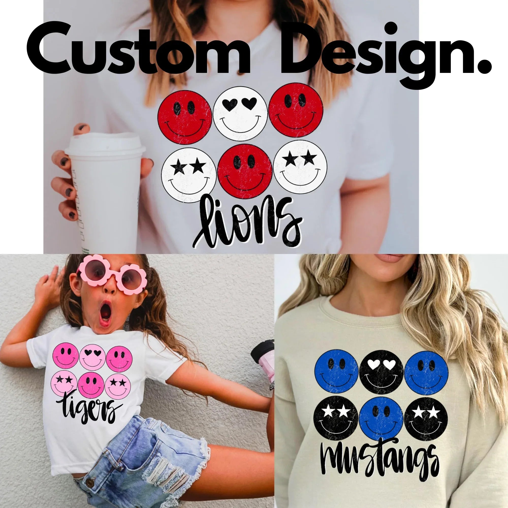 Stacked Star Faces Design Mockup - No Physical Item! - Merch Girls