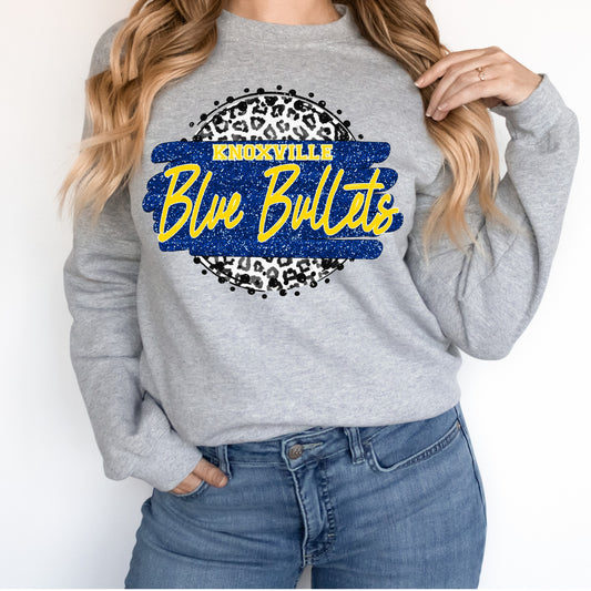 Knoxville Blue Bullets Leopard Circle Graphic Tee