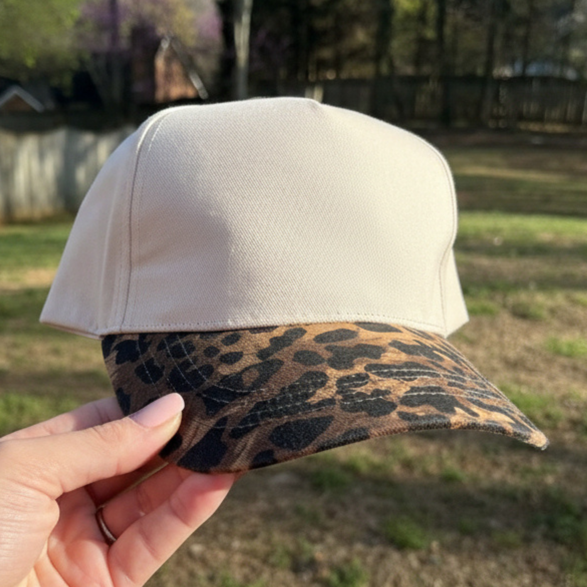Custom Embroidered Leopard Brim Trucker Hat | Personalized Text Snapback Hat
