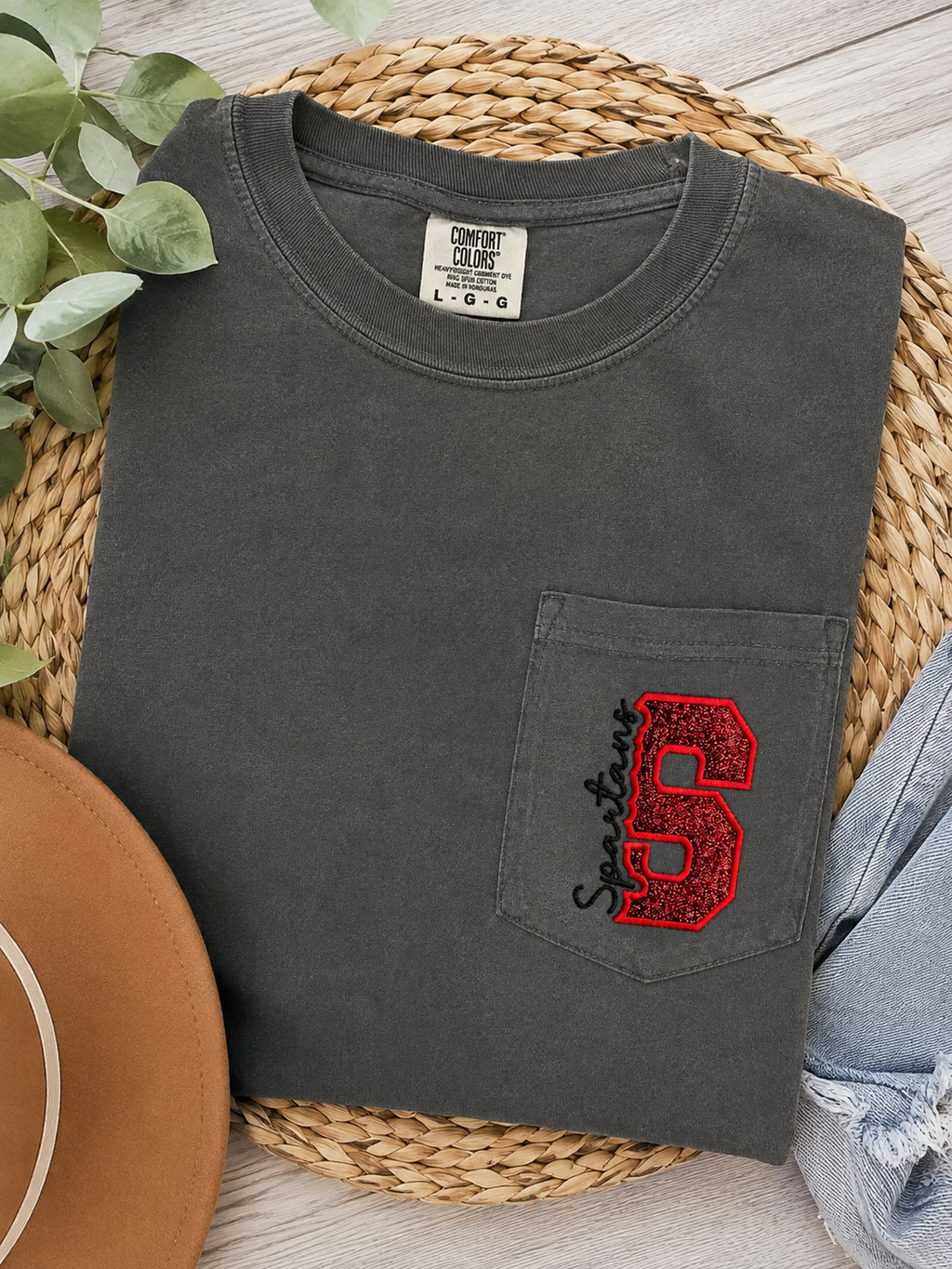 Sideline Script Custom Mascot Glitter HTV Letter Embroidered Spirit Shirt