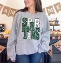Spartans Green and White Sporty Varsity Doodle DTF Transfer - Merch Girls