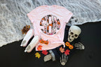 Spooky Halloween Pink brushstroke Monogram Graphic Tee - Merch Girls