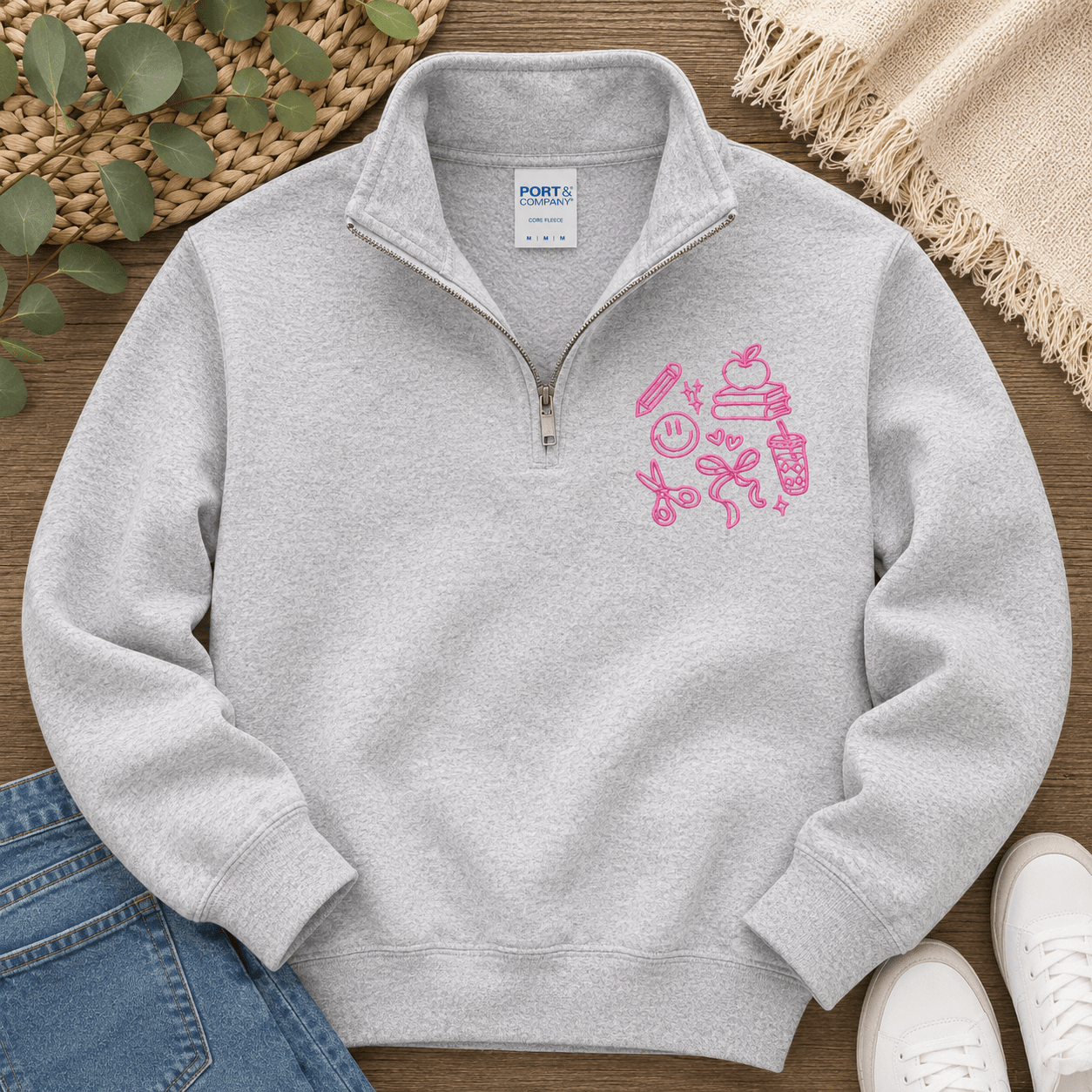 Classroom Cutie | Embroidered Teacher Quarter Zip