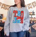 Trojans Red and Light Blue Sporty Varsity Doodle DTF Transfer - Merch Girls