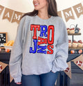 Trojans Red and Royal Blue Sporty Varsity Doodle DTF Transfer - Merch Girls