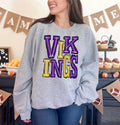 Vikings Purple and Yellow Gold Sporty Varsity Doodle DTF Transfer - Merch Girls