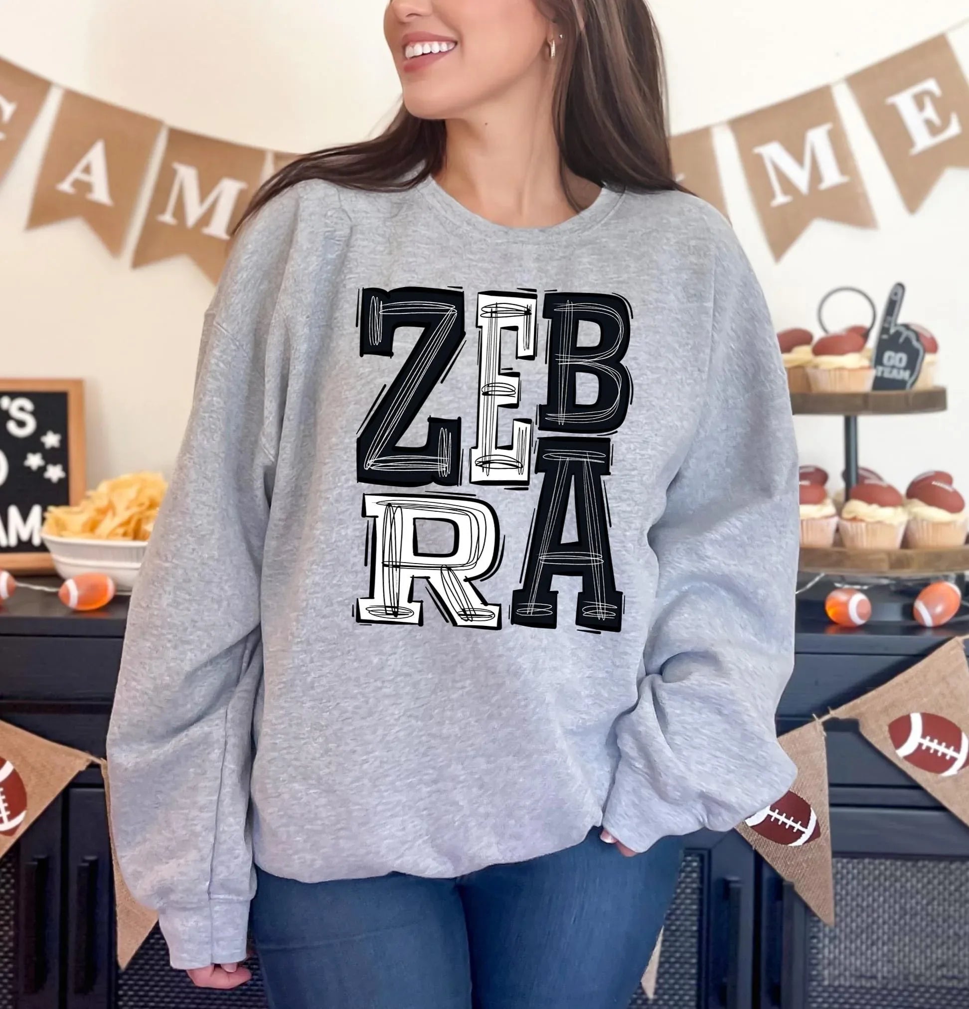 Zebra Sporty Varsity Doodle DTF Transfer - Merch Girls