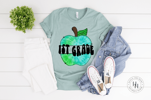 1St Grade Blue Watercolor Apple Shirt